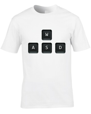 Gamer Herren T-Shirt Cool Grafik Gaming PC WASD Tastatur Maus Videospiele Cool