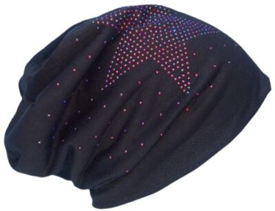 Cool4 Strass Bunt Beanie Schwarz Slouch Beanies Chemo SB15A