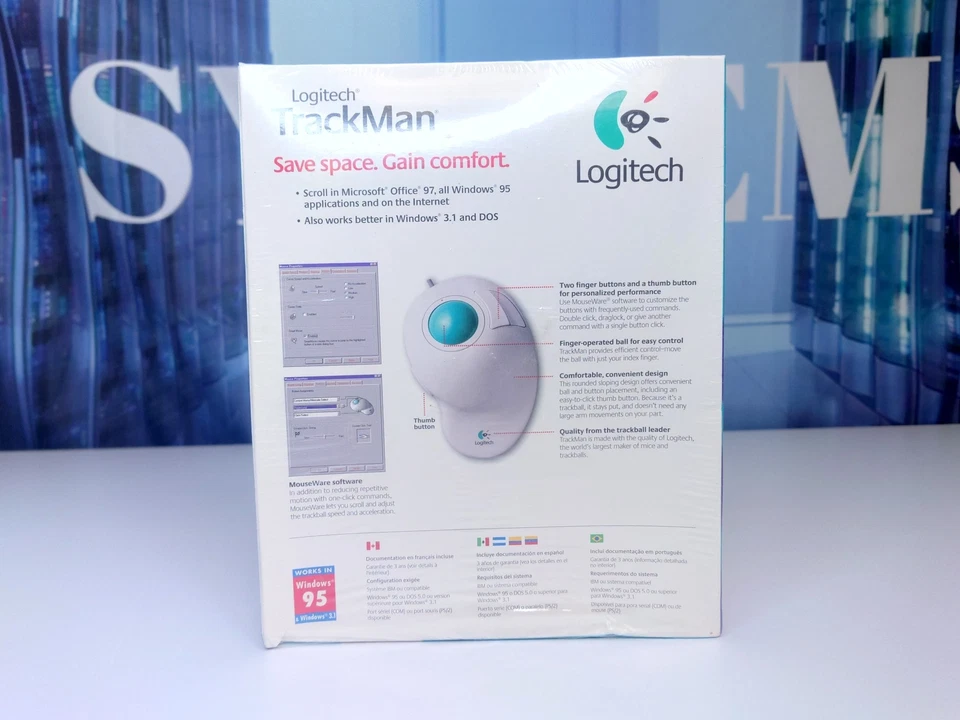 Logitech Trackman 904259-0403 804108-1000 4259 PS2 Serial Trackball DOS/ Windows - Image 4 of 4
