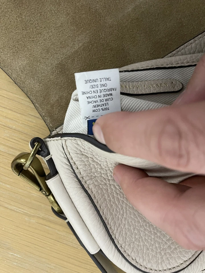 $448 Bolso Bandolera Polo Ralph Lauren RRL Mini Lennox Blanco Guijarro Cuero Foto 4 de 4