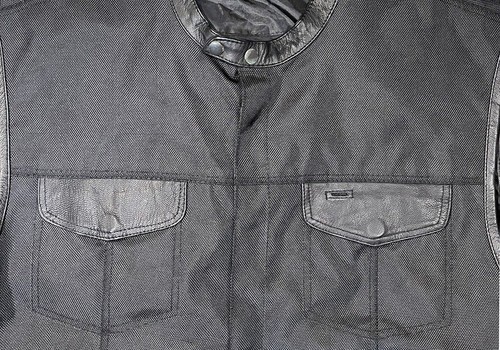 XELEMENT ADVANCED MOTORCYCLE GEAR BLACK CLUB VEST LEATHER TRIM - XL NEW - Picture 2 of 6