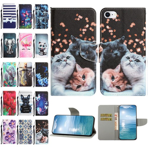 Flower Dog Cat Butterfly Wallet Phone Case For iPhone XS Max XR 8 7 SE 2020 2022