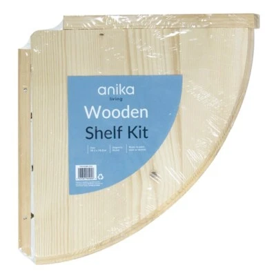 TOOL-TECH 1 WOODEN WOOD NATURAL PINE CORNER FLOATING STORAGE SHELF KIT WALL MOUNT MOUNTED