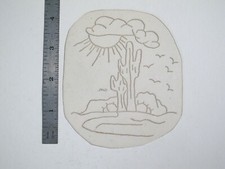 vtg 1960s 70s Tattoo Flash acetate stencil Desert Scene Cactus Sun signed AN3