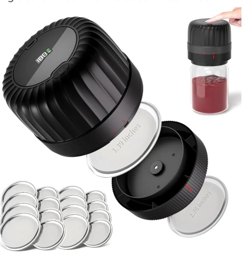 Electric Mason Jar Vacuum Sealer Kit - Wide-Mouth/ Regular-Mouth Mason Jars NEW