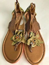 Poetic Licence Island Surprise Sandals 10 M Snake Print Floral 