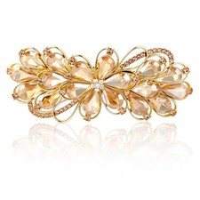 Large Gorgeous Rhinestone Hair Barrette for Ladies Flower Crystal Rhinestones
