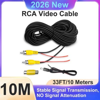 33FT RCA Cable for Backup Camera Weatherproof Outdoor Use Shielded Anti-EMI RFI
