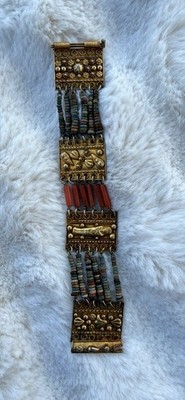 Vintage Egyptian Revival Decorative Faience Bracelet