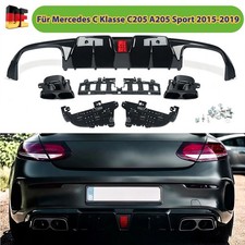 f&uuml;r Mercedes W205 C205 A205 Sport C63 Heckdiffusor Auspuffblende SCHWARZ 2015-18