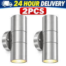 2X GU10 Wall Lights Stainless Steel Up Down IP65 Double Indoor/Outdoor New Home