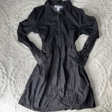 Nine West Babydoll Shirt Dress Women’s Size xs Black Denim Cotton