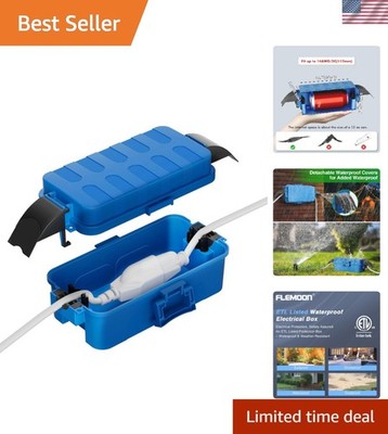 Waterproof Outdoor Electrical Box 5.9x3.2x1.8in, Secure Cord Cover, Blue