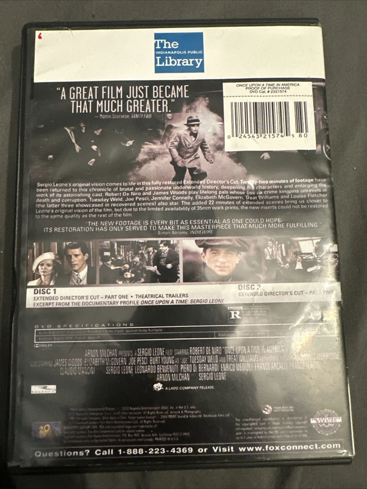 Once Upon a Time in America Extended Director's Cut, DVD NTSC, Widescreen, Direc - Image 2 of 4