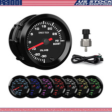 7 Color 2 52mm Gauge Kit Backlight Pointer Car Meter Sensor Boost Gauge