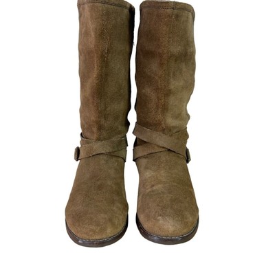 OLUKAI Pa ia Boots Women's Size 9 EU 39 Green Textile Suede Mid Calf Harness