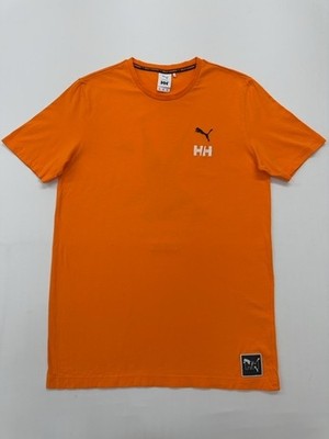 Puma Mens Orange Graphic Logo T-Shirt Crew Neck Size M Athletic