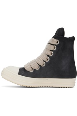RICK OWENS Hollywood Jumbolace $1250 Black/Milk Peached Leather Sneakers