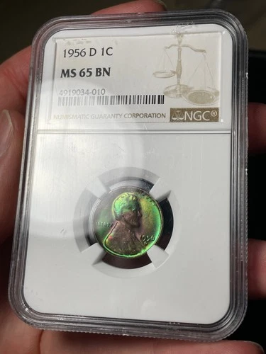 1956-D NGC MS65 BN Lincoln Wheat Cent Nuclear Green Toning