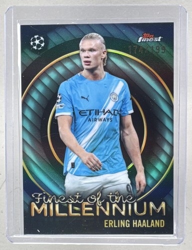 Erling Haaland 2025 Topps UEFA Finest Aqua Refractor of the Millennium /199
