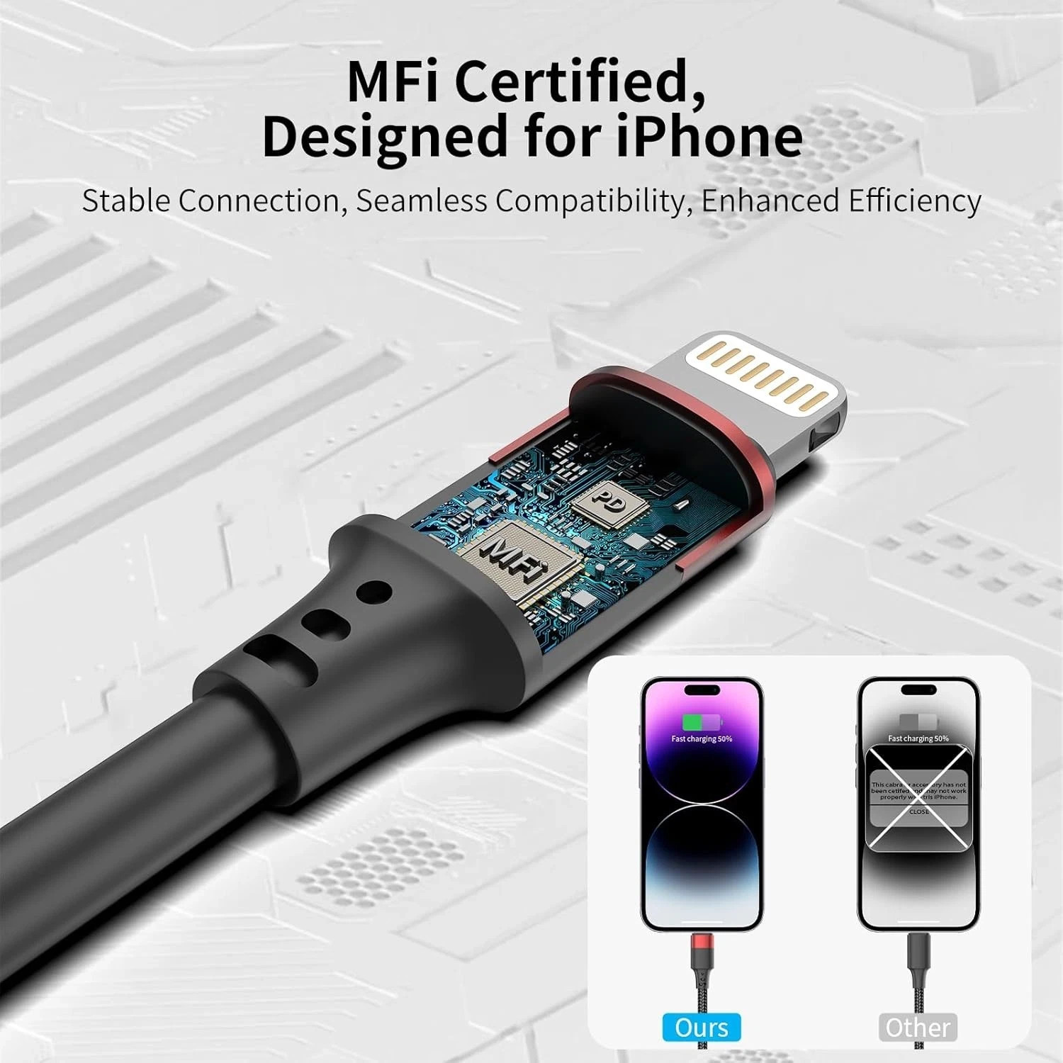 6 Inch iPhone Charger Cord, MFi Certified Short USB to Lightning Cable 0.5 FT 