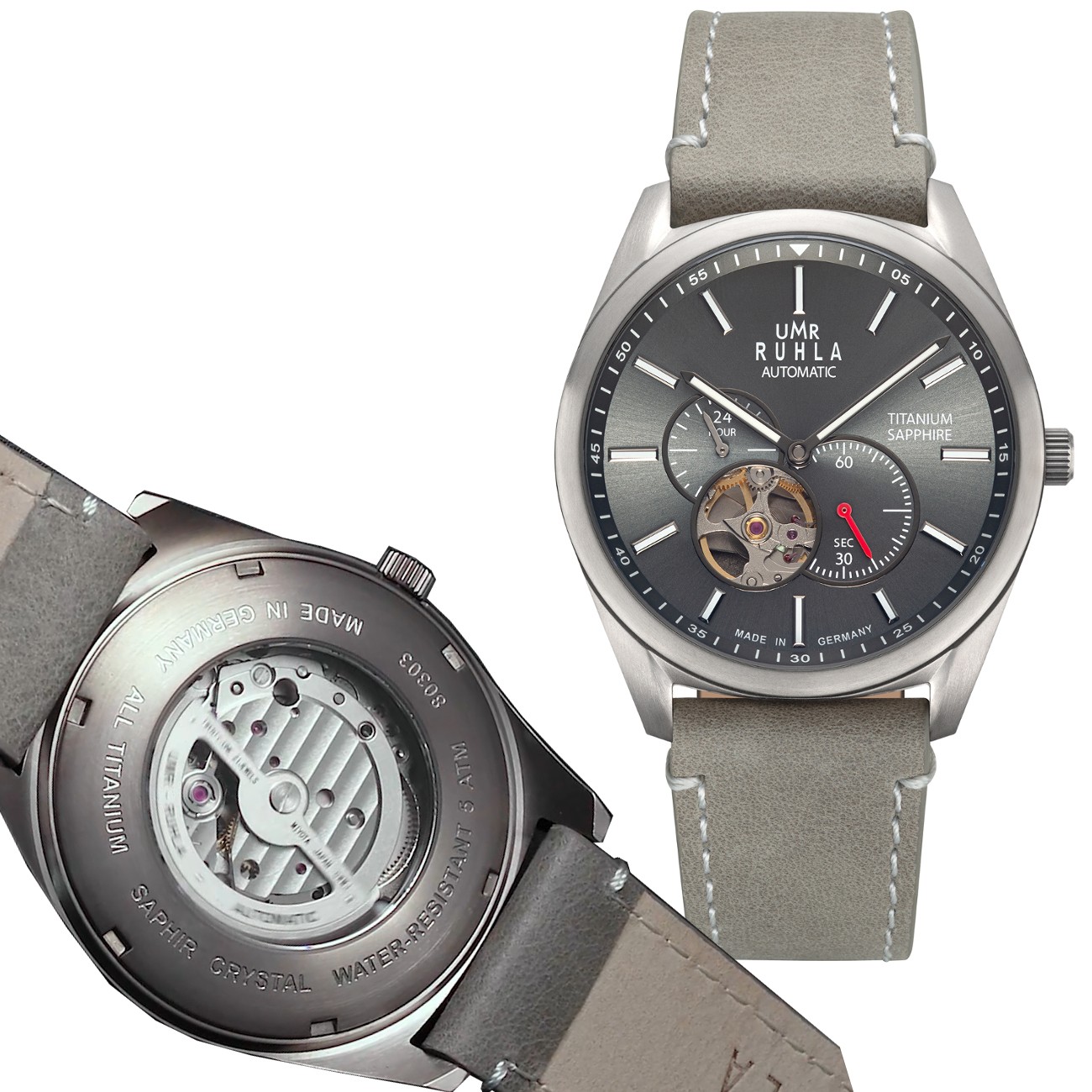 UmR Ruhla Automatic 80303 Men's Watch Titan, Sapphire Glass, Small Second, 2