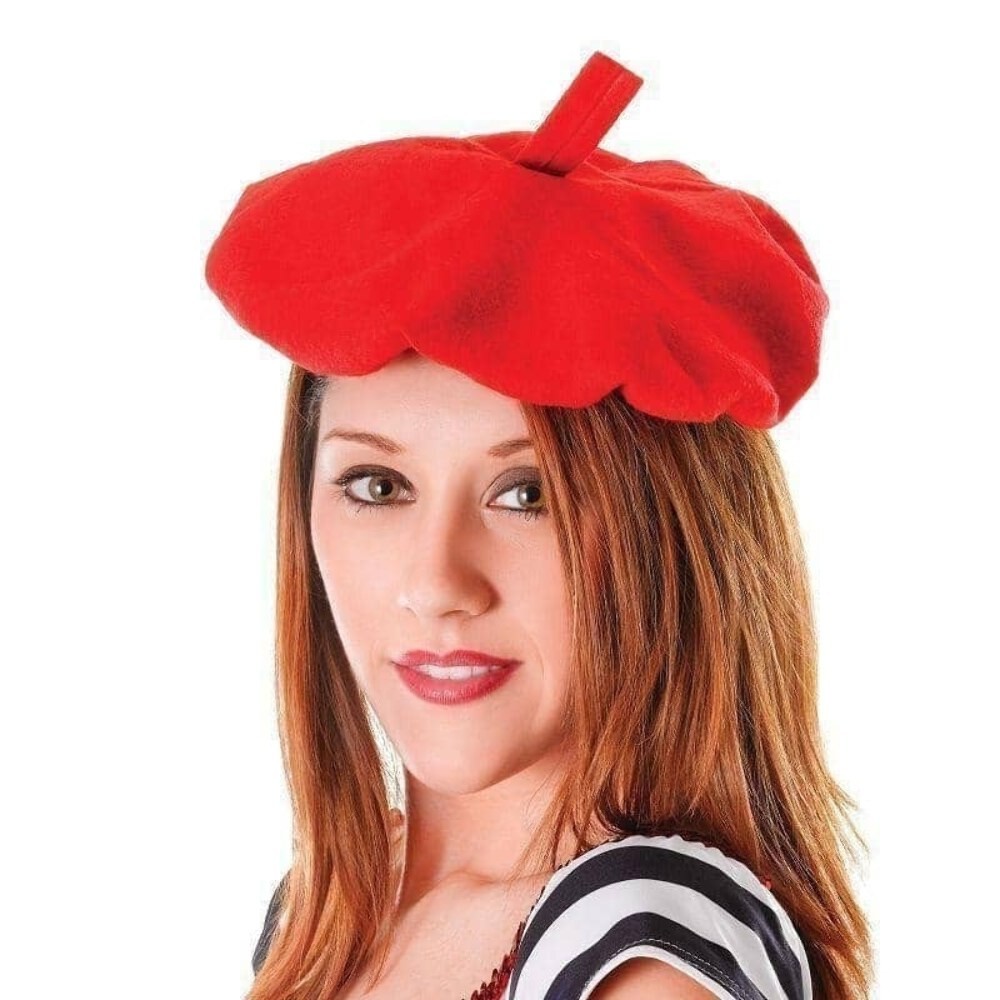 French Beret Red Hat Costume Accessory