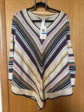 Democracy Poncho Sweater Women's L/XL Knit Multicolor Boho Hippie Grannycore