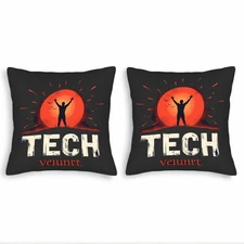 Set of 2 Throw Pillow Covers 18x18in - Vibrant Sunset Silhouette Design 