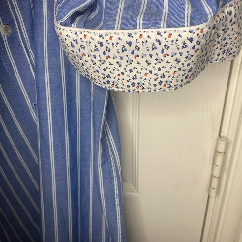 Camisa informal de mezclilla y flores azul marino a rayas para hombre XL Ricky Singh - Imagen 2 de 2