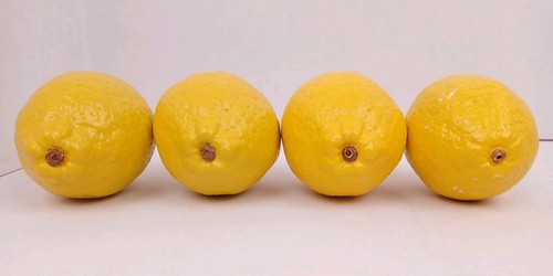 Bright Vtg. Alabaster Stone Fruit Lemon Heavy Wt. Realistic 8 Pc "Please Read" - Picture 3 of 18