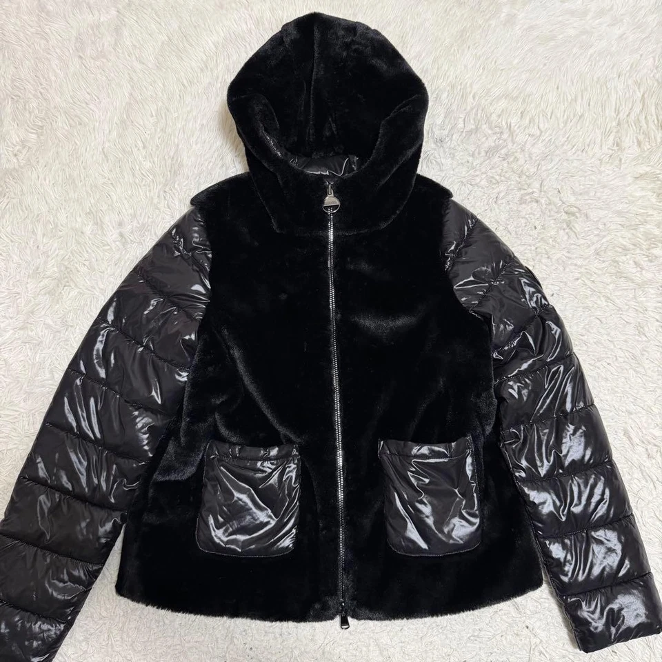 Rare Barbour International Platinum Down Jacket Fur Panel 3 Warrants Black Y2K L - Image 2 of 4