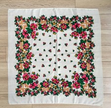 Shawl Scarf, Ukrainian National Ethnic, Vintage, Wool, Flowers, Ornament 75 cm,