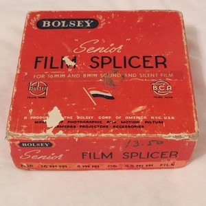 Vtg Bolsey Senior Film Splicer for 8, 16 & 9.5mm Sound or Silent w/ Original Box