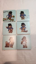 Vintage 1975 Paddington Bear and Company Drink Coasters, set of 6, cork backing