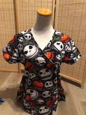 Scrubs Scrub Top Cartoon Disney Nightmare Before Christmas Halloween Small S 579