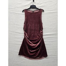 Wild Fable Burgundy Velvet Ruched Mini Dress Sleeveless Boat Neck Size L NEW