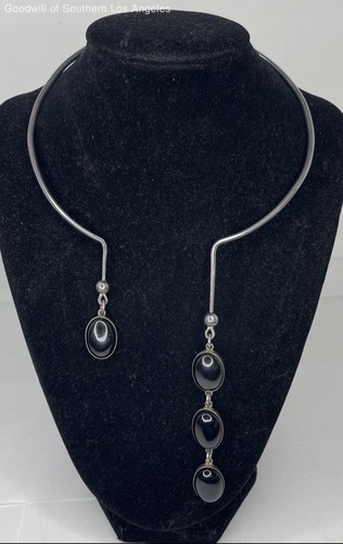Sterling Silver Onyx Choker - 42g