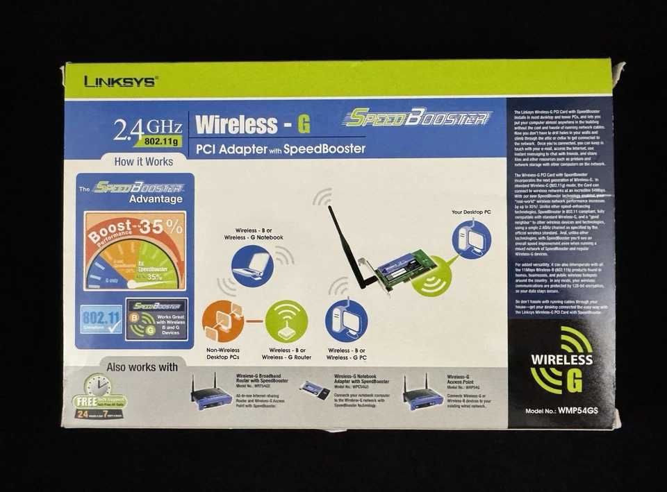 Linksys Wireless-G PCI Adapter with SpeedBooster WMP54GS - Image 2 of 4