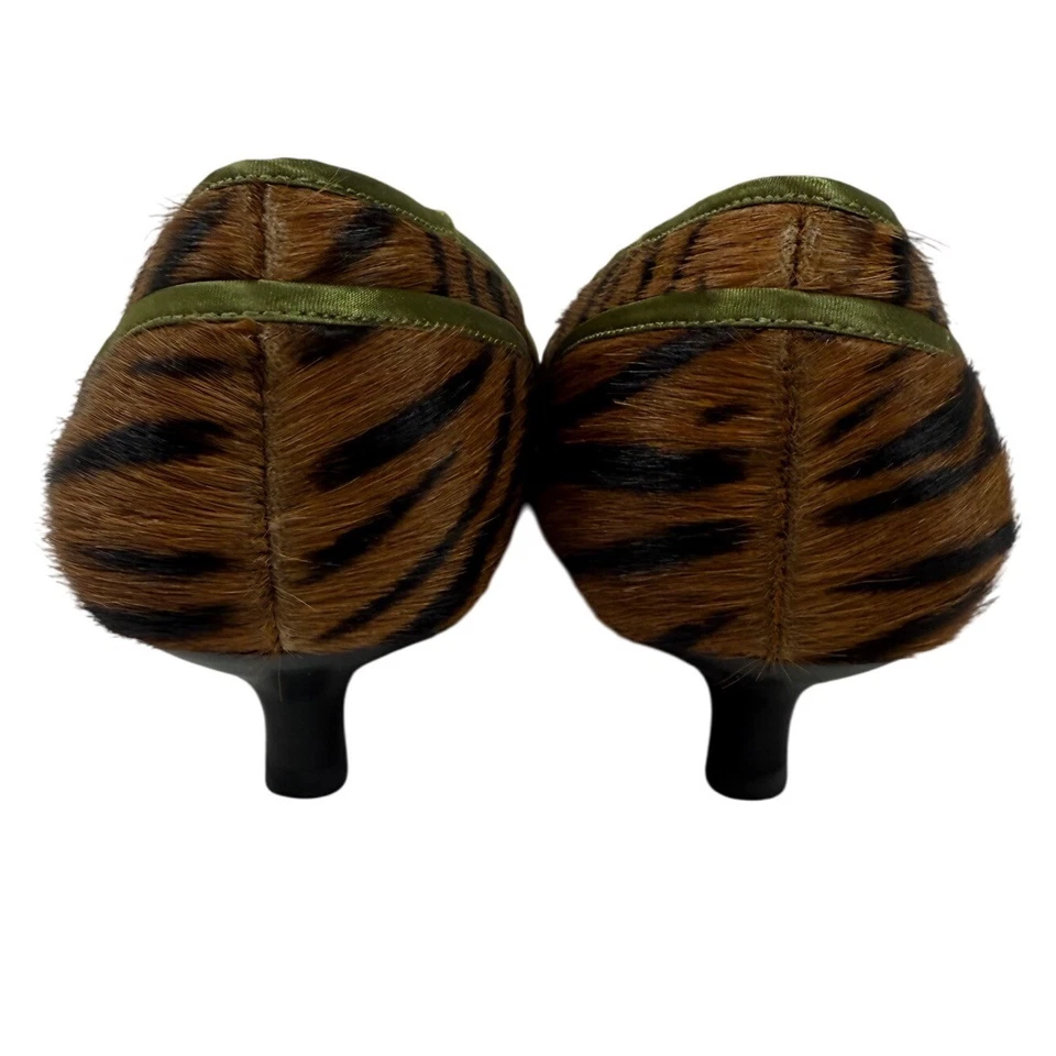 Hale Bob Animal Print Pointed Toe Heels, Crown Embellishment, Zebra Brown, 9.5 - Image 3 of 4