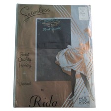 Vintage Seamless Rida Nylon Stockings Micro Mesh 400 Needle Off Black Size 9 Hos