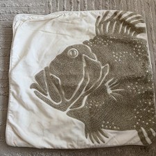 Pottery Barn Bird Floral Crewel Embroidered Pillow Sham Cover 18x18 Ivory
