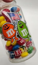 Vtg M&M's Candy Garland Olympic Glass Jar Canister Lot M&M Advertising