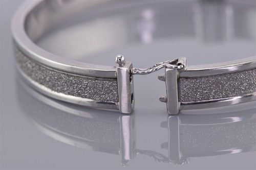 "Brazalete ovalado con bisagras de plata esterlina de 8 mm con borde de polvo con bisagras AE 925 7,5" - Imagen 6 de 7