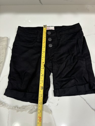 Lot Of 2 Girls Bermuda Shorts Black Tan Adjustable Waist Snap Zip size 8 NEW C19 - Picture 11 of 11