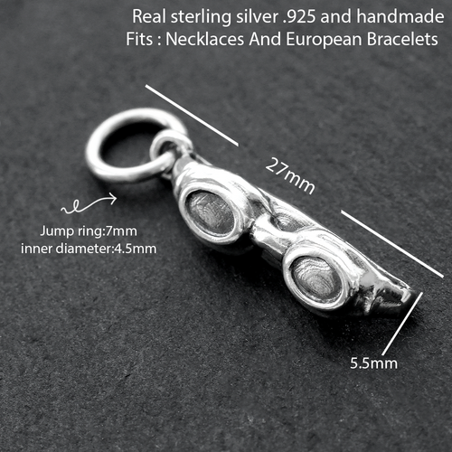 925 Sterling Silver Swimming Goggles Pendant Charm Swim Swimmer Birthday Gift - Picture 9 of 9
