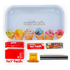 Metal Rolling Tray Ice Cream Combo Bundle Kit RAW, SKY HIGH Gift Pack Set #2