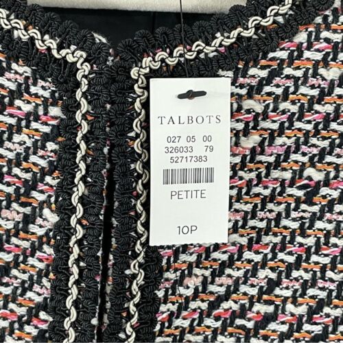 NWT Talbots Grosgrain Braided Trim Tweed Jacket Blazer Size 10 Petite Multi 10P - Picture 6 of 10