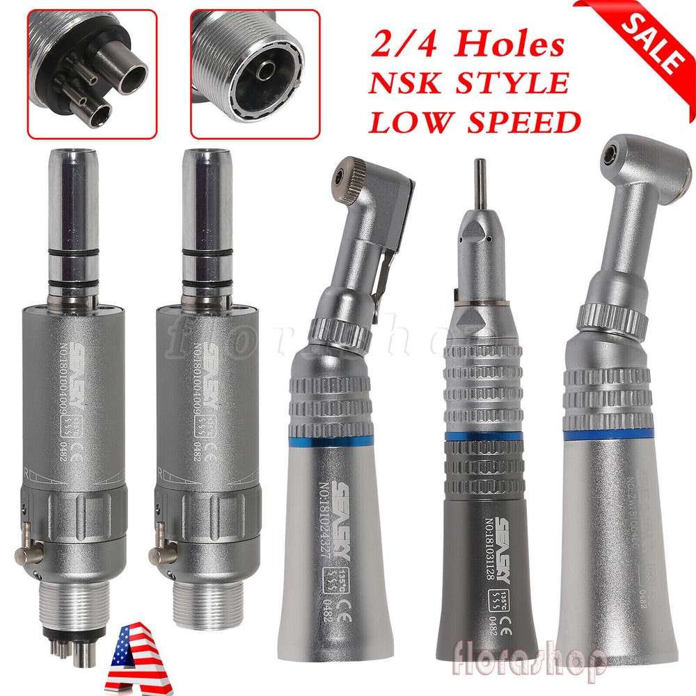 NSK Style Dental Slow Speed Handpiece Straight Contra Angle Air Motor 2H 4H Options  