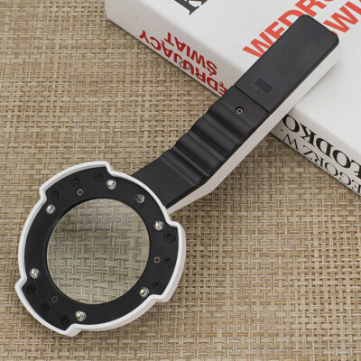 Handheld 4X Zoomer Magnifier Compass Magnifying Glass Loupe 6LED 1UV flashlight